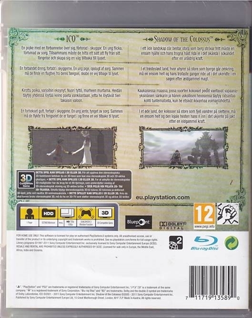 ICO & Shadow of the Colossus Classics HD - PS3 (B Grade) (Genbrug)